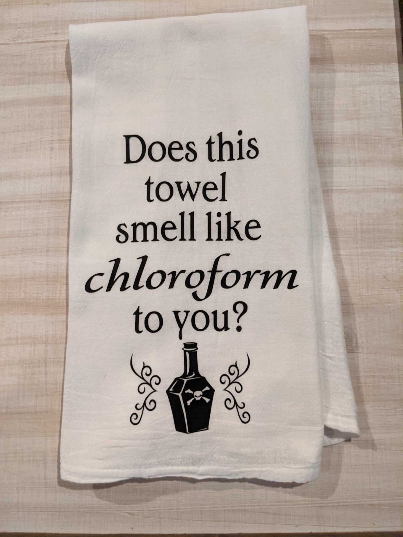 Kitchen witch oven mitt or naughty chloroform tea towel