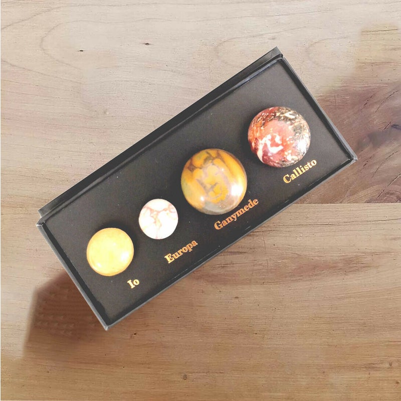Crystal spheres gift box desk set of Jupiter's moons