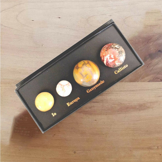 Crystal spheres gift box desk set of Jupiter's moons