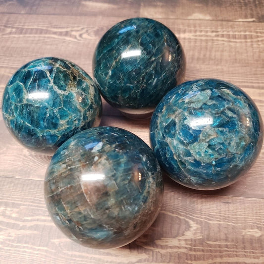 Blue apatite crystal sphere
