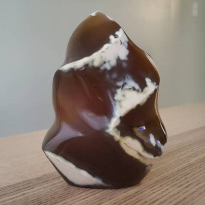 Ocean / Orca Agate crystal flame statue