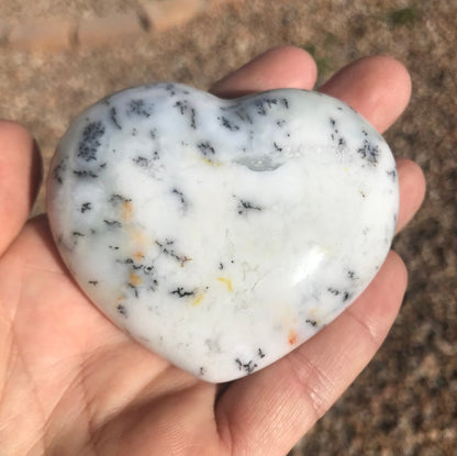 Dendritic opal crystal puffy heart