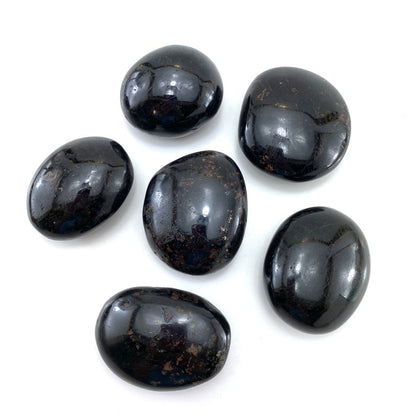 Black tourmaline crystal palm stone