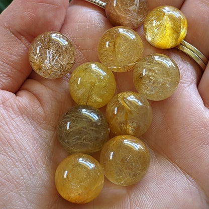 Golden rutile crystal mini sphere