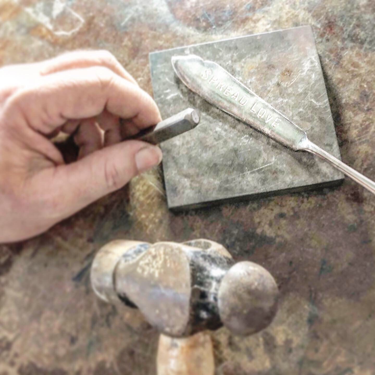 Custom made hand stamped vintage silver cutlery