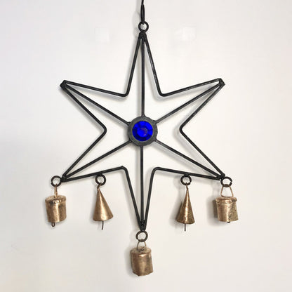 Star / sun noah bell metal wind chime wall decor hanging
