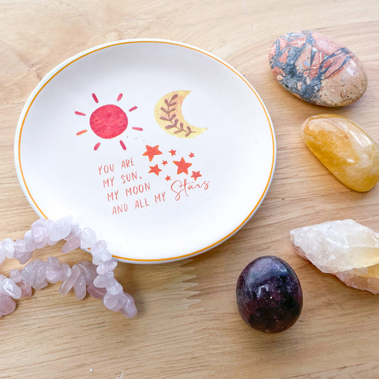 Sun, moon, stars trinket dish plate