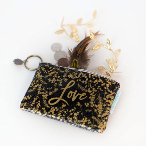LOVE XOXO gold coin purse