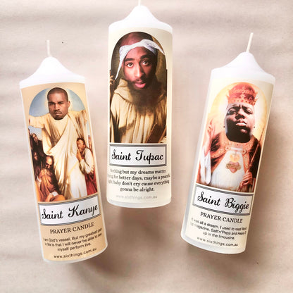 Hip hop rapper celebrity prayer candle - Rap gods - Biggie, Tupac, Snoop, Ice Cube, Kanye