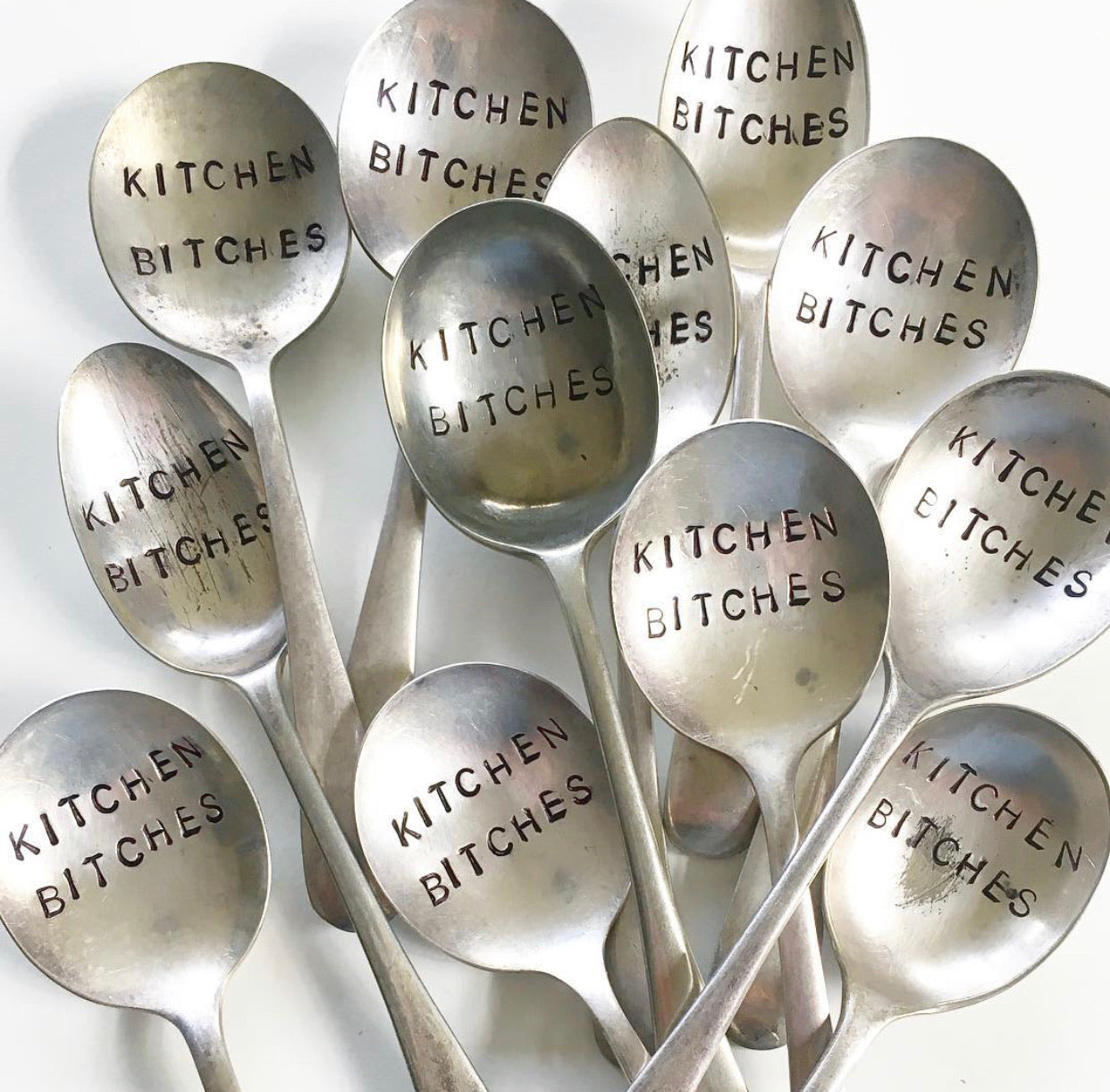 Custom made hand stamped vintage silver cutlery