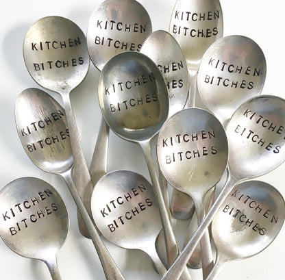 Custom made hand stamped vintage silver cutlery