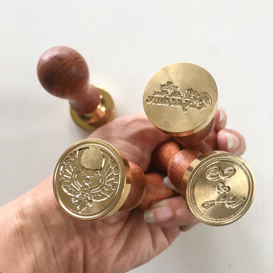 Custom made wax seal - business logo or wedding monogram - wooden brass sealing stamp
