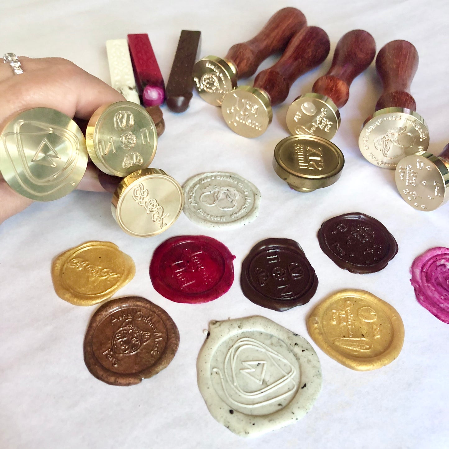Custom made wax seal - business logo or wedding monogram - wooden brass sealing stamp