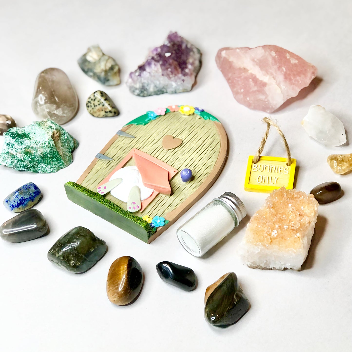 Easter Bunny / Fairy door crystals / tumble stones + roughs treasures kit