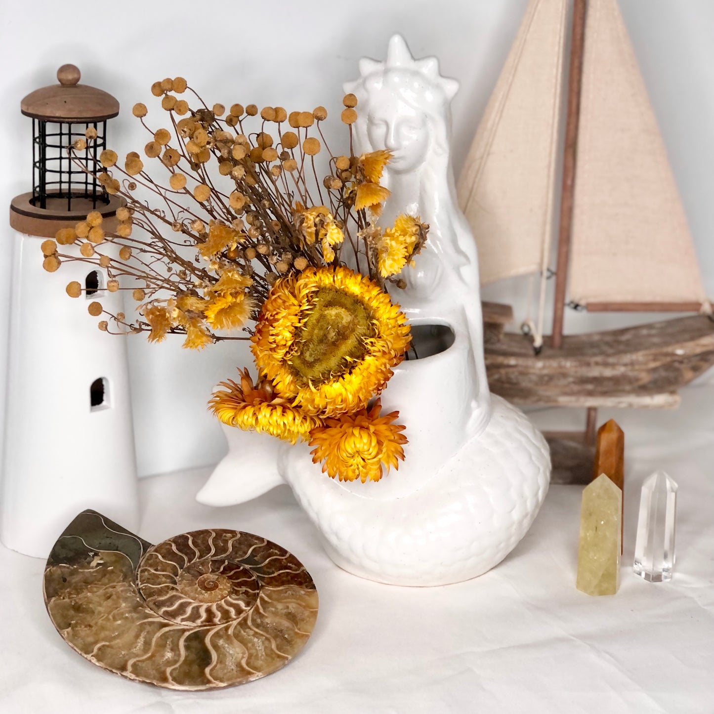 Mermaid ceramic planter pot vase