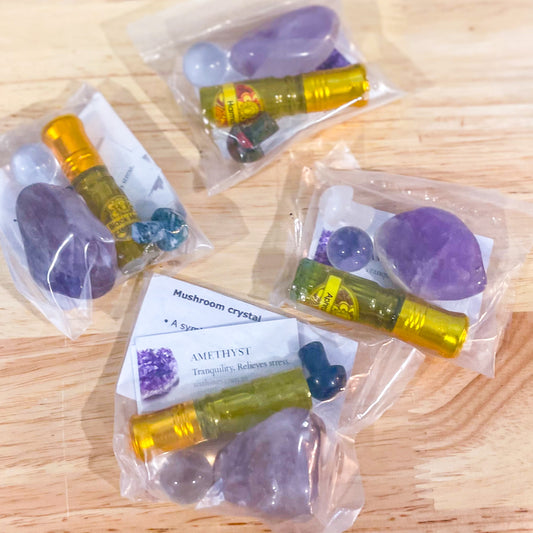 Witches crystals + oil purse pack