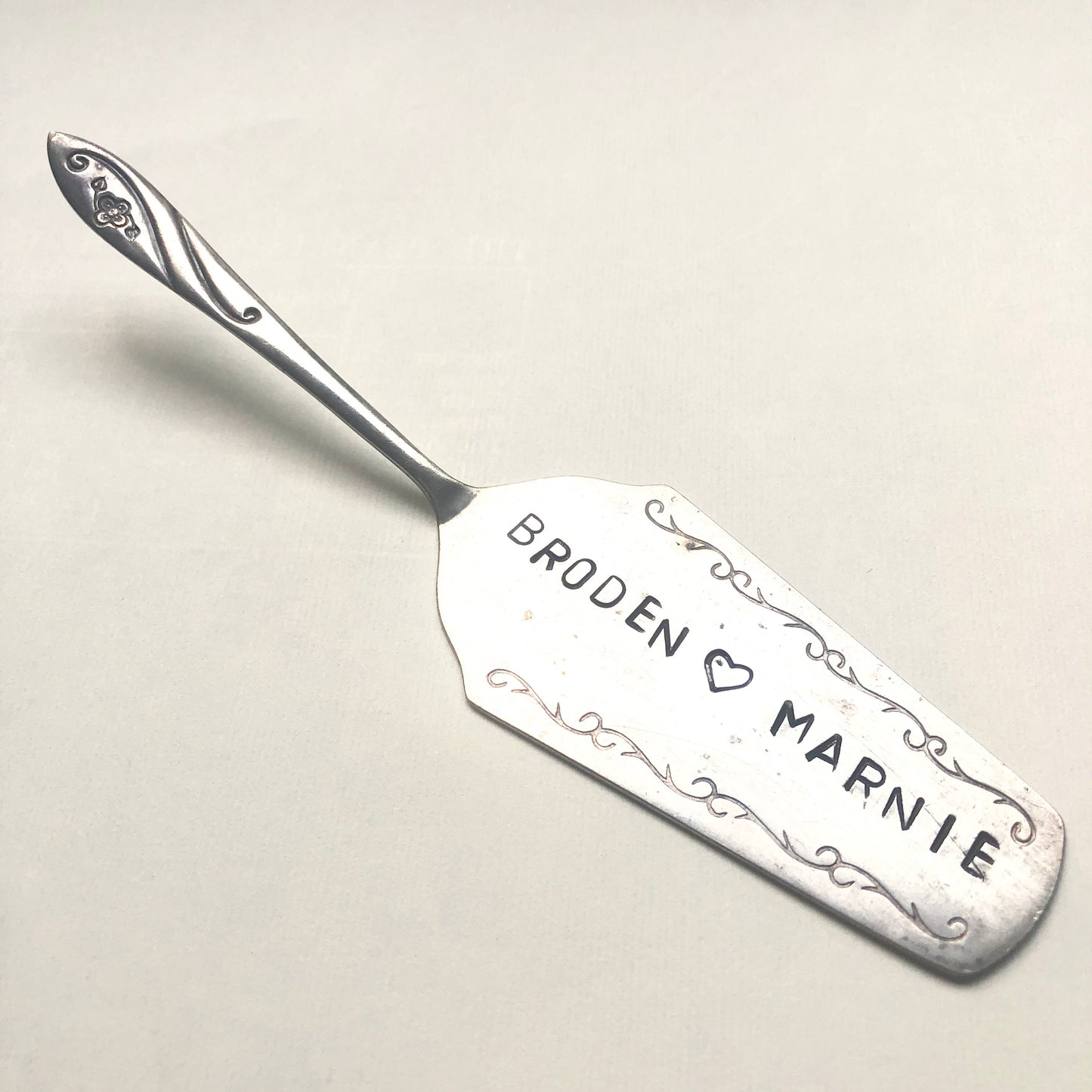 Custom made hand stamped vintage silver cutlery