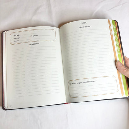 Hard cover family recipes journal