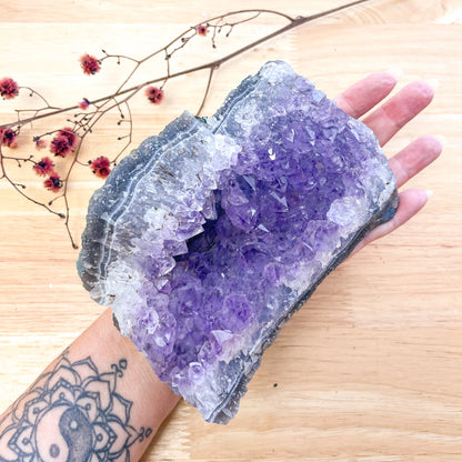 Purple Amethyst + Blue lace agate crystal cluster 1kg