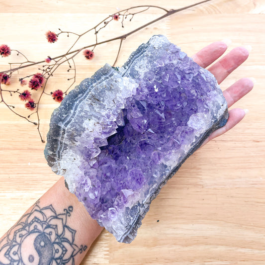Purple Amethyst + Blue lace agate crystal cluster 1kg