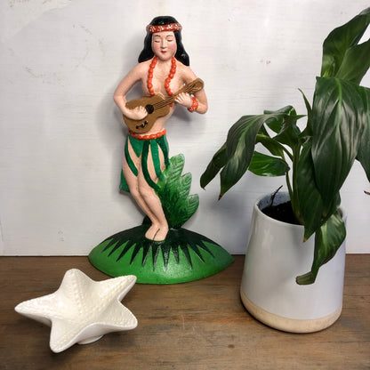 Hawaiian hula dancer garden decor / bookend / door stop / painted metal statue