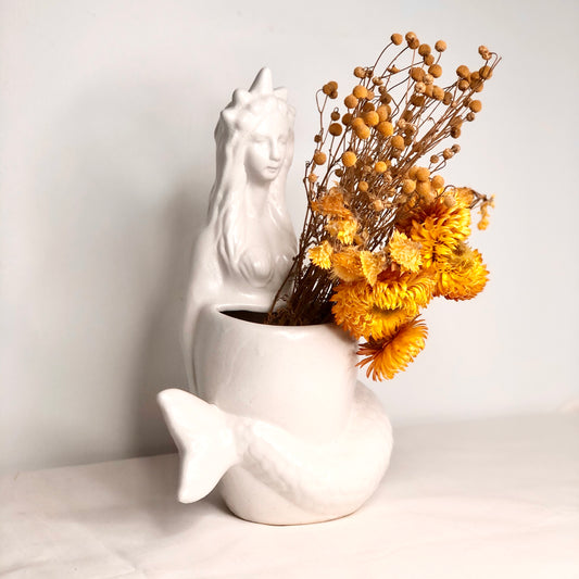 Mermaid ceramic planter pot vase