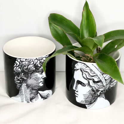 Michelangelo Ancient sculpture line drawing planter pot