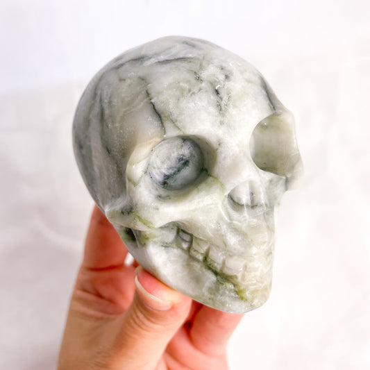 Crystal hand carved skull statue Large