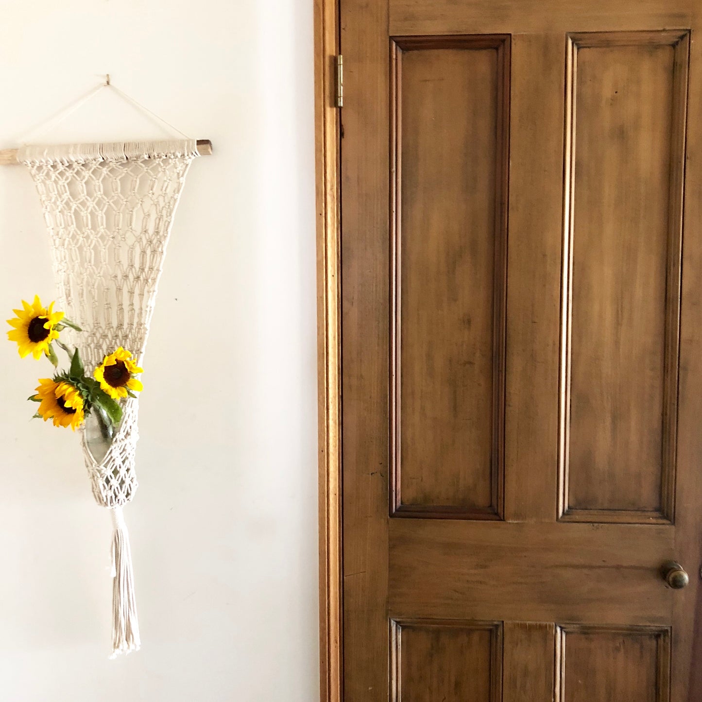 Tropical boho handmade macrame plant pot wall hanging