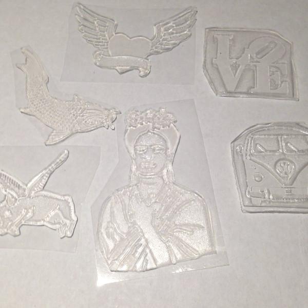 Curious hand cut rubber stamp - Six Things - 1