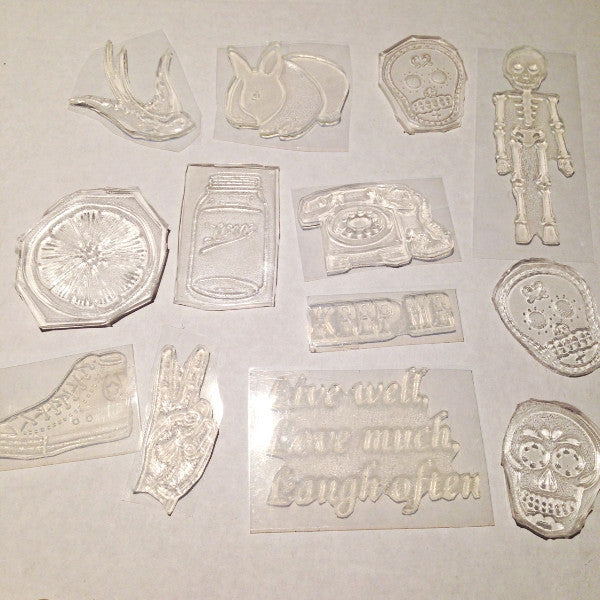 Curious hand cut rubber stamp - Six Things - 3