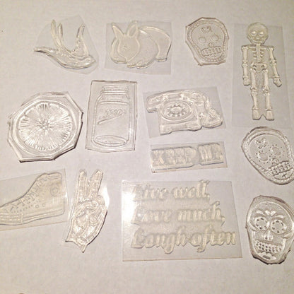 Curious hand cut rubber stamp - Six Things - 3