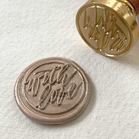 With love wax seal / wooden brass sealing stamp